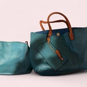 Elegant Teal Tote Bag Set